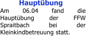 Hauptbung Am 06.04 fand die Hauptbung der FFW Spraitbach bei der Kleinkindbetreuung statt.
