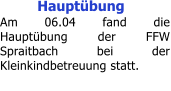 Haupt�bung Am 06.04 fand die Haupt�bung der FFW Spraitbach bei der Kleinkindbetreuung statt.